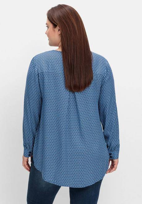 sheego Bluse mit Minimalprint, in leichter A-Linie - tiefblau gemustert sheego Black Friday Preise