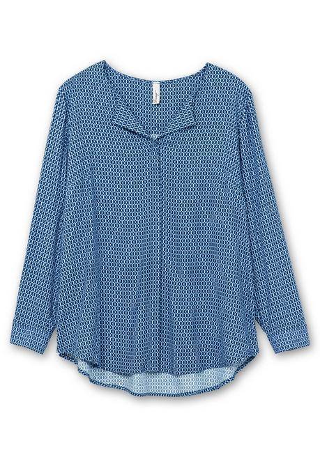 sheego Bluse mit Minimalprint, in leichter A-Linie - tiefblau gemustert sheego Black Friday Preise