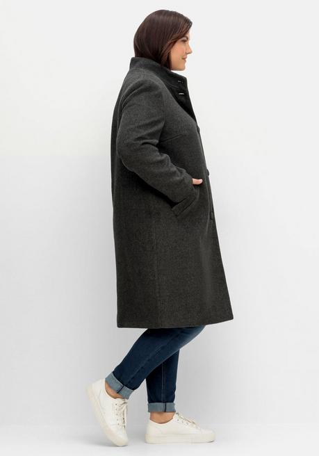 sheego Oversized-Mantel mit Stehkragen, in flauschiger Qualität - anthrazit meliert sheego 50% Rabatt für begrenzte Zeit