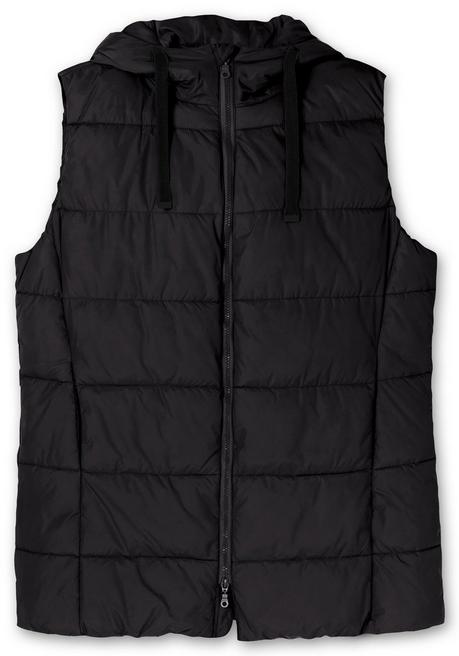 sheego Steppweste in A-Linie, mit Kapuze und 2-Wege-Zipper - schwarz sheego Online