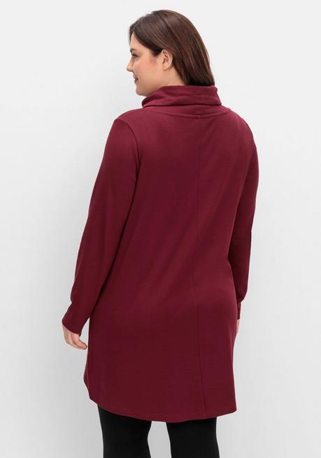 sheego Oversize-Longshirt mit weitem Kragen und Tunnelzug - weinrot sheego Outlet