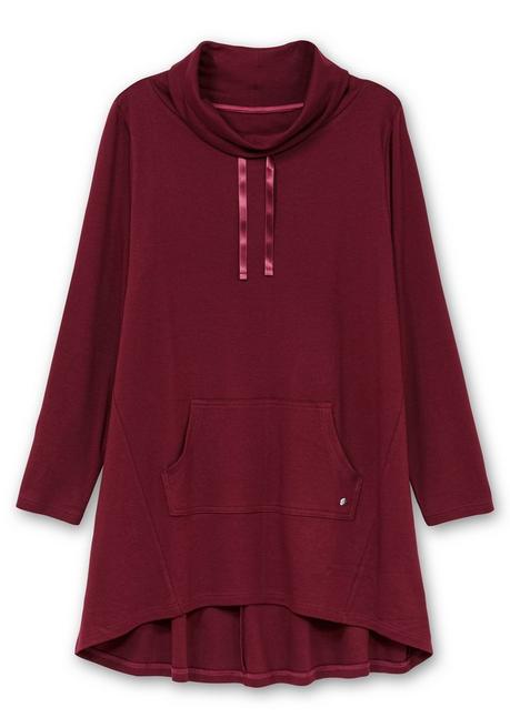 sheego Oversize-Longshirt mit weitem Kragen und Tunnelzug - weinrot sheego Outlet