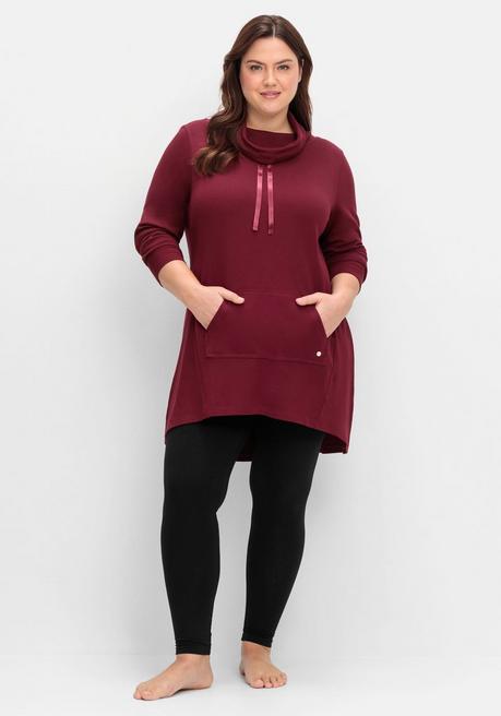 sheego Oversize-Longshirt mit weitem Kragen und Tunnelzug - weinrot sheego Outlet
