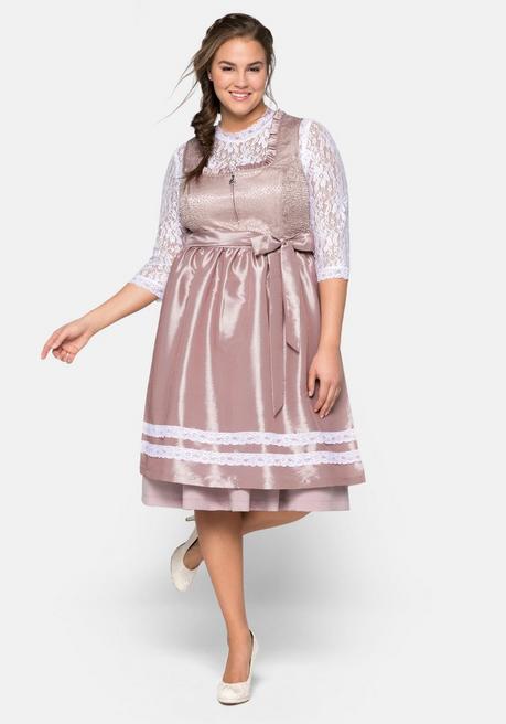 sheego Dirndl 3-teilig mit Schürze und Spitzenbluse - zartrosa sheego Angebote