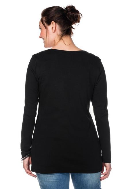 sheego Langarmshirt mit Rundhalsausschnitt, in Rippqualität - schwarz sheego Hotsell