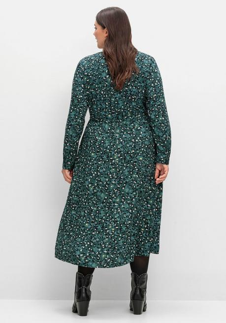 sheego Midikleid mit Tunnelzug in der Taille - tiefgrün gemustert sheego im Angebot
