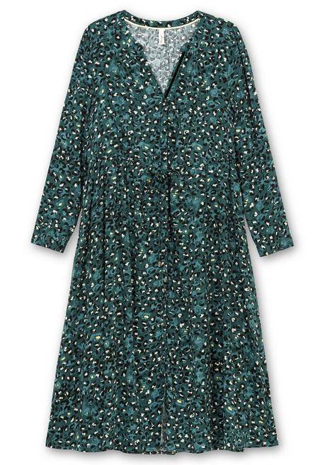 sheego Midikleid mit Tunnelzug in der Taille - tiefgrün gemustert sheego im Angebot