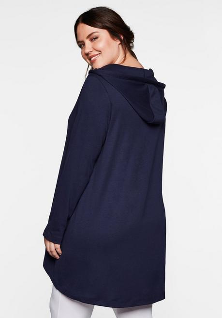 sheego Longshirt mit Kängurutasche, im Vokuhila-Schnitt - marine sheego Fabrikpreis