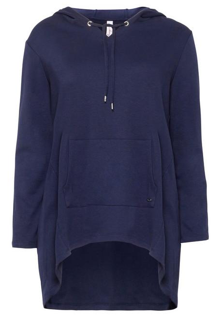 sheego Longshirt mit Kängurutasche, im Vokuhila-Schnitt - marine sheego Fabrikpreis
