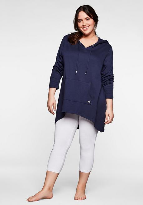 sheego Longshirt mit Kängurutasche, im Vokuhila-Schnitt - marine sheego Fabrikpreis
