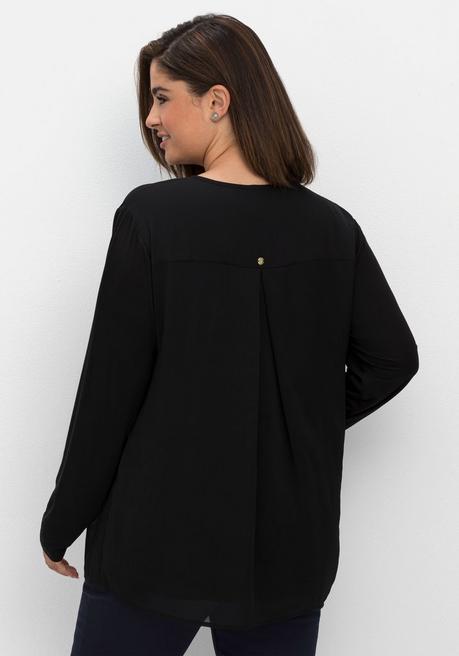 sheego Tunika im Lagenlook aus Chiffon und Jersey - schwarz sheego Sonderangebot