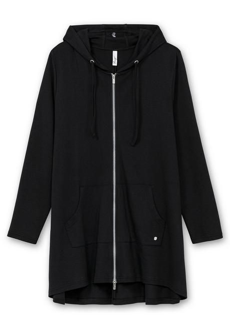 sheego Longshirtjacke mit Kapuze und Kängurutasche - schwarz sheego Rabatt