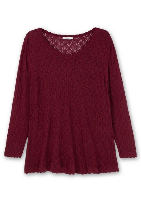 sheego Pullover aus Ajourstrick, in leichter A-Linie - weinrot sheego Günstig kaufen