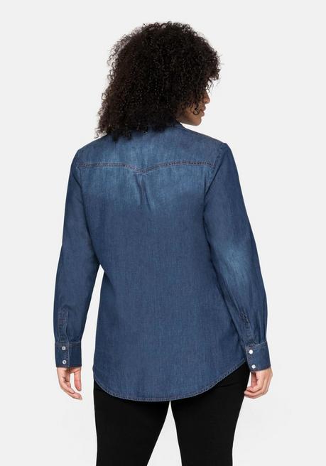 sheego Jeansbluse mit Knopfleiste und Brusttaschen - blue Denim sheego Großer Ausverkauf