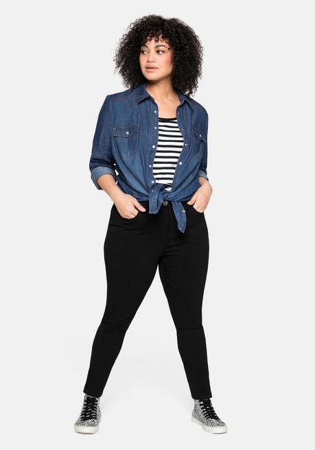 sheego Jeansbluse mit Knopfleiste und Brusttaschen - blue Denim sheego Großer Ausverkauf