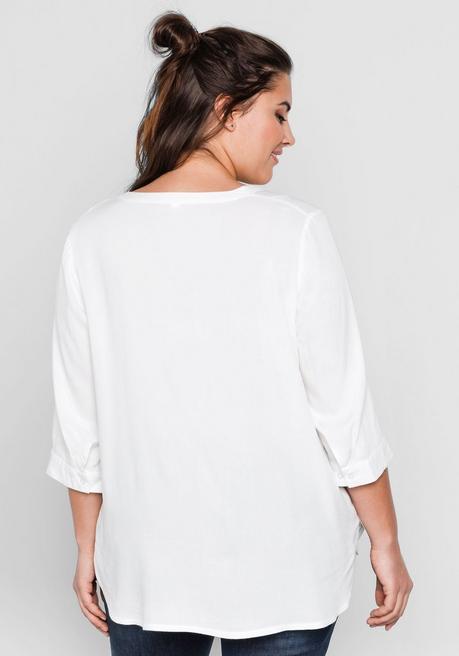 sheego Tunika mit 3/4-Arm und gerundetem Saum - weiß sheego Preisnachlass
