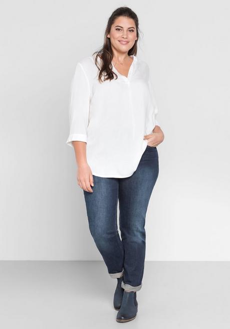 sheego Tunika mit 3/4-Arm und gerundetem Saum - weiß sheego Preisnachlass