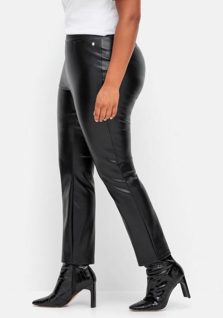 sheego Leggings mit glänzender Beschichtung - schwarz sheego Saisonschlussverkauf