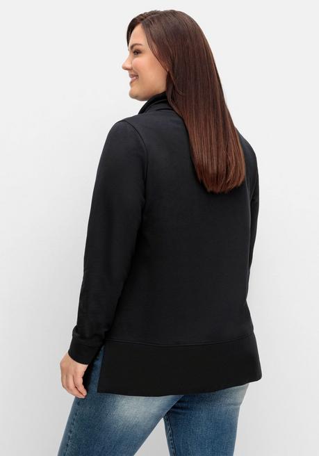sheego Sweatshirt mit Stehkragen und Applikation seitlich - schwarz sheego Osterangebot