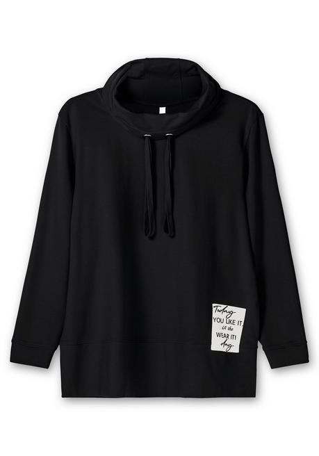 sheego Sweatshirt mit Stehkragen und Applikation seitlich - schwarz sheego Osterangebot