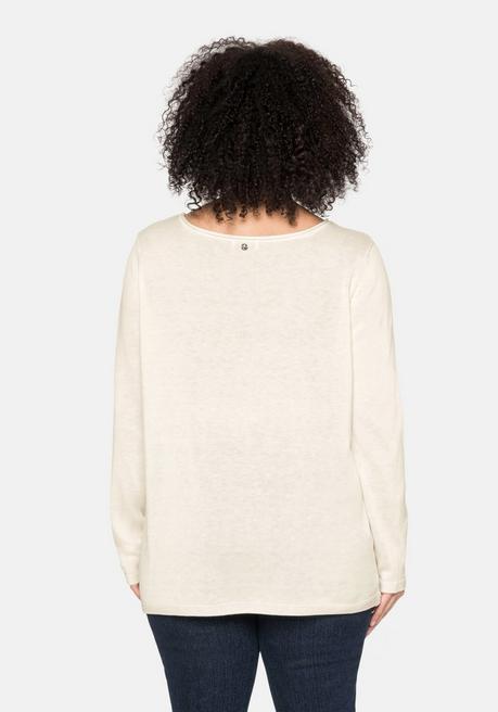 sheego Longpullover mit U-Boot-Ausschnitt und Leinenanteil - offwhite sheego Muttertagsangebot
