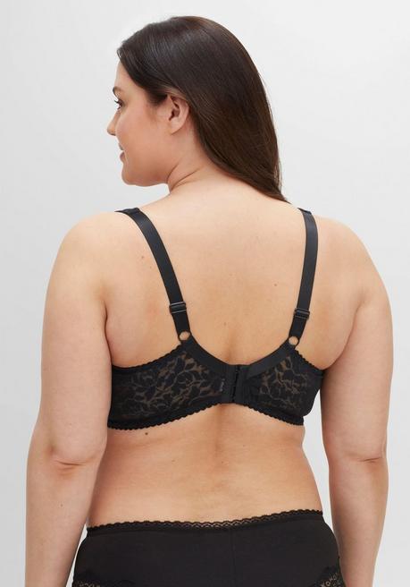 sheego BH ohne Bügel mit leicht transparenter Spitze - schwarz sheego Kauf eins, bekomm eins gratis