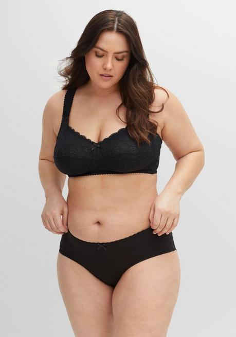 sheego BH ohne Bügel mit leicht transparenter Spitze - schwarz sheego Kauf eins, bekomm eins gratis