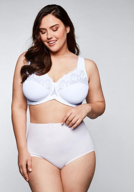 sheego Bügel-BH mit leicht transparenter Spitze - weiß sheego Riesige Ersparnisse