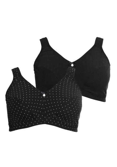 sheego Doppelpack Entlastungs-BHs ohne Bügel - schwarz+schwarz bedruckt sheego Black Friday Preise