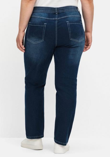 sheego Gerade Jeans mit Rundum-Dehnbund - dark blue Denim sheego Angebote