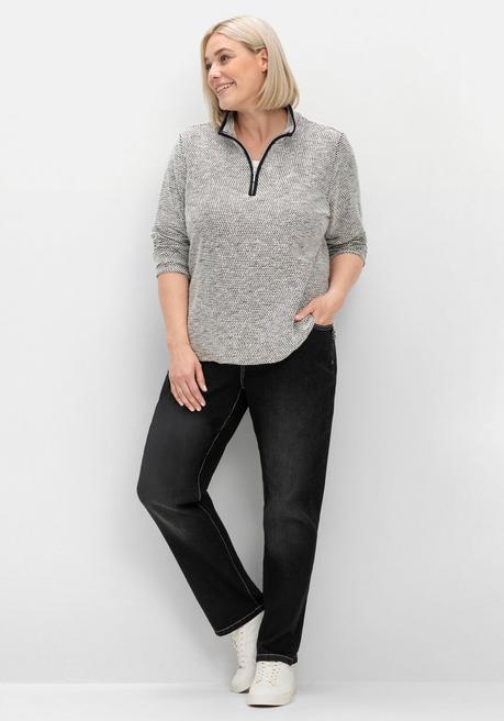 sheego Sweatshirt in Bouclé-Qualität, mit Troyerkragen - ecru gemustert sheego Hotsell