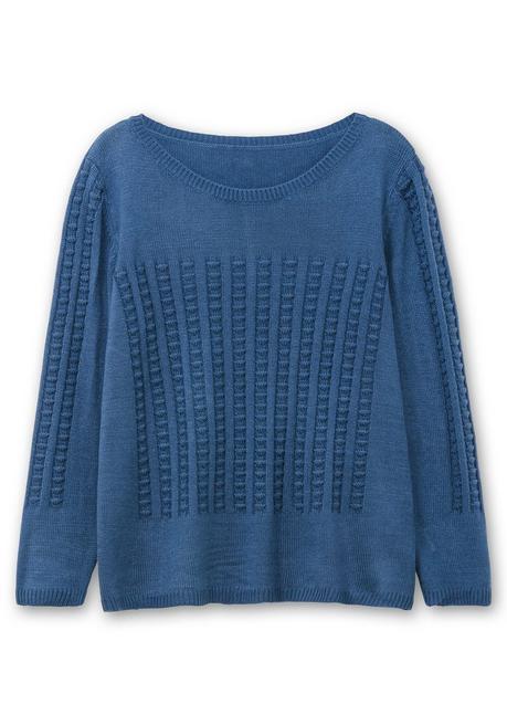 sheego Pullover mit 3D-Strickmuster - jeansblau sheego Günstiger Verkauf