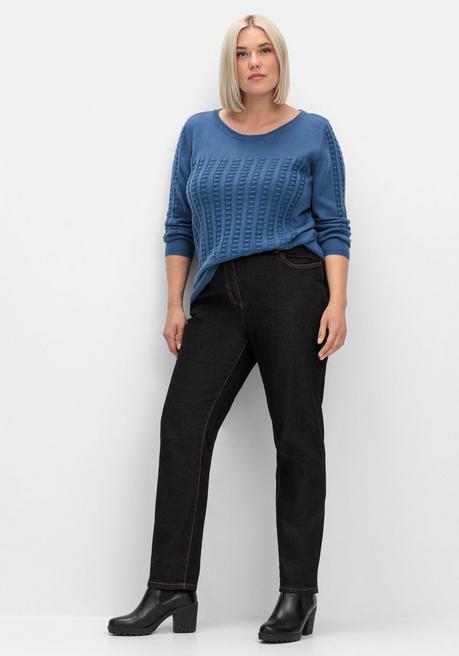 sheego Pullover mit 3D-Strickmuster - jeansblau sheego Günstiger Verkauf