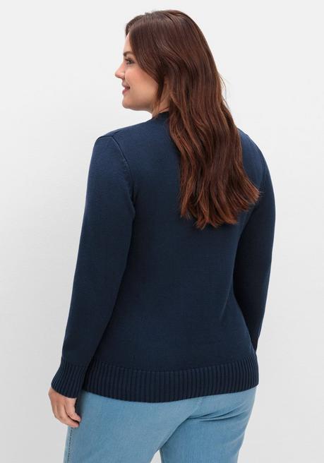 sheego Strickjacke mit V-Ausschnitt und Knöpfen, tailliert - marine sheego Fabrik Onlineshop