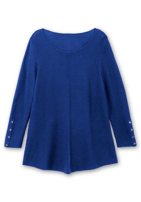 sheego Gerippter Pullover mit spitz zulaufendem Saum - royalblau sheego Günstig kaufen
