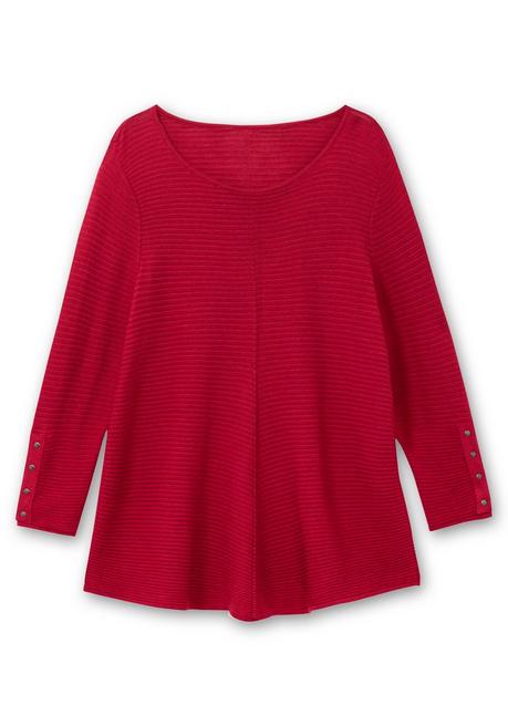 sheego Gerippter Pullover mit spitz zulaufendem Saum - rot sheego Versandkostenfrei