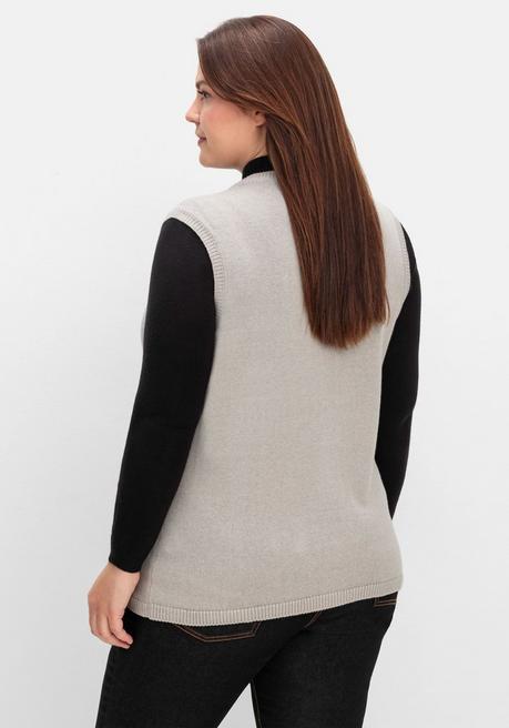 sheego Ärmellose Strickweste mit Reißverschluss - steingrau sheego Großer Ausverkauf