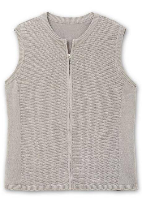 sheego Ärmellose Strickweste mit Reißverschluss - steingrau sheego Großer Ausverkauf