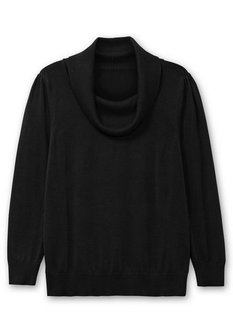 sheego Pullover mit weitem Wasserfall-Rollkragen - schwarz sheego Exklusivangebot