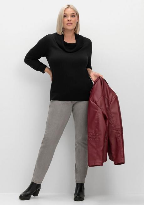 sheego Pullover mit weitem Wasserfall-Rollkragen - schwarz sheego Exklusivangebot
