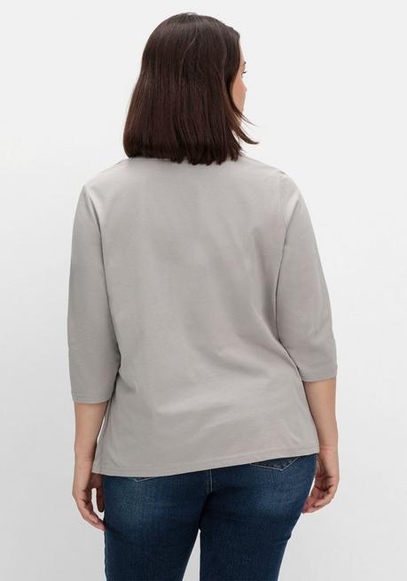sheego Shirt in 2-in-Optik, mit 3/4-Ärmeln und Glitzerdetail - steingrau sheego Cyber Monday