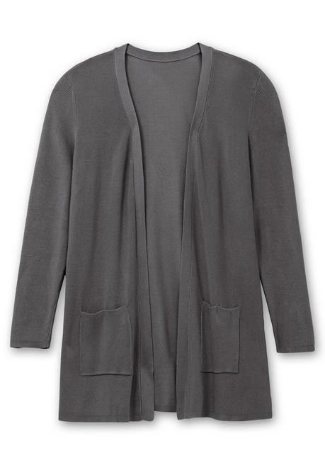 sheego Strickjacke in verschlussloser Form, mit Taschen - anthrazit sheego Weihnachtsangebot