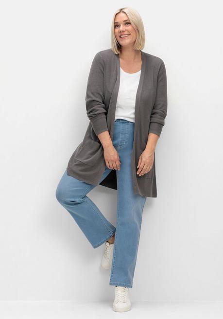 sheego Strickjacke in verschlussloser Form, mit Taschen - anthrazit sheego Weihnachtsangebot