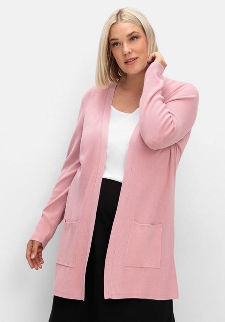 sheego Strickjacke in verschlussloser Form, mit Taschen - rosé sheego Osterangebot