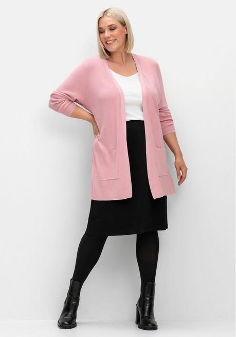 sheego Strickjacke in verschlussloser Form, mit Taschen - rosé sheego Osterangebot
