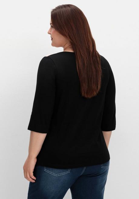 sheego Shirt mit 3/4-Ärmeln und Grafikprint vorn - schwarz gemustert sheego Muttertagsangebot