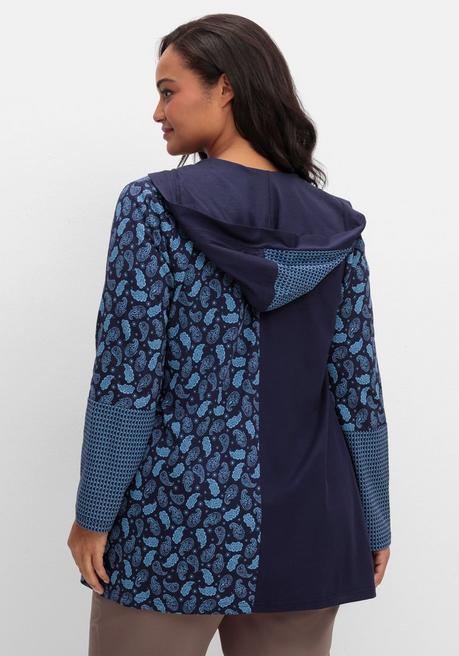 sheego Shirt mit Kapuze und Patchwork-Druck - marine gemustert sheego Heißer Verkauf