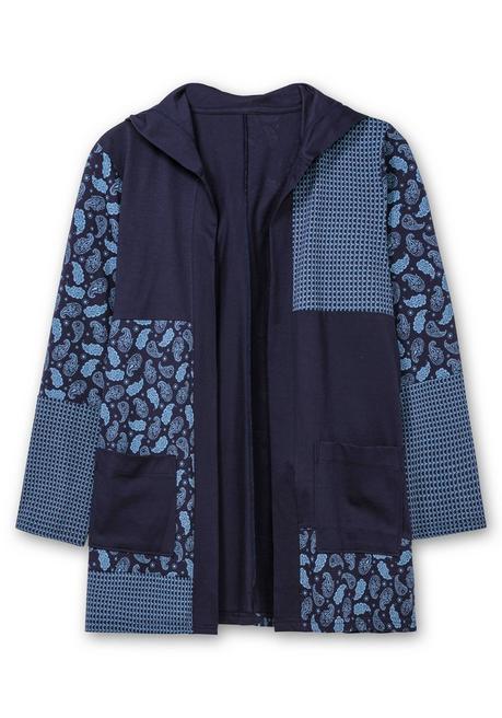 sheego Shirt mit Kapuze und Patchwork-Druck - marine gemustert sheego Heißer Verkauf
