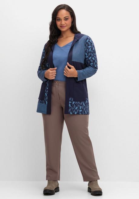 sheego Shirt mit Kapuze und Patchwork-Druck - marine gemustert sheego Heißer Verkauf