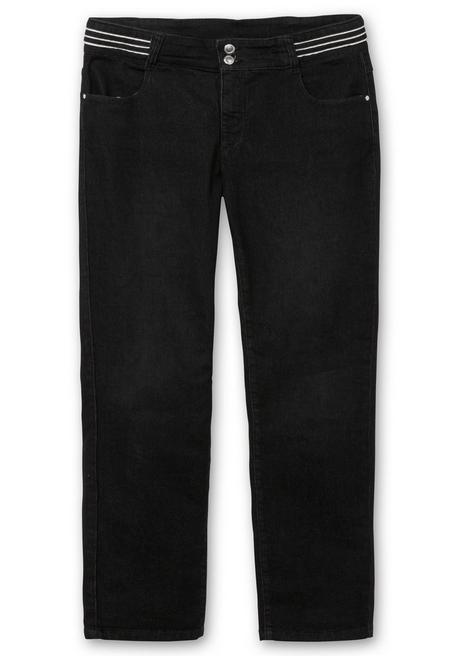sheego Schmale Jeans mit Glitzer-Zierband am Bund - black Denim sheego Top Angebot
